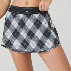 ALO Yoga Argyle Mini Skirt in Black and Gray